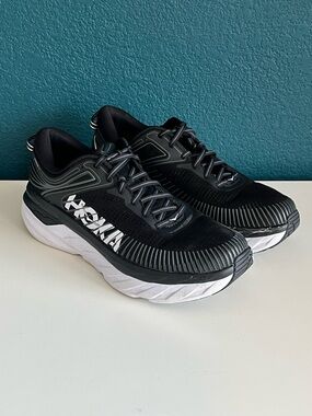 Hoka One One Bondi 7 Men’s Size 10 Running Shoes Black/White
